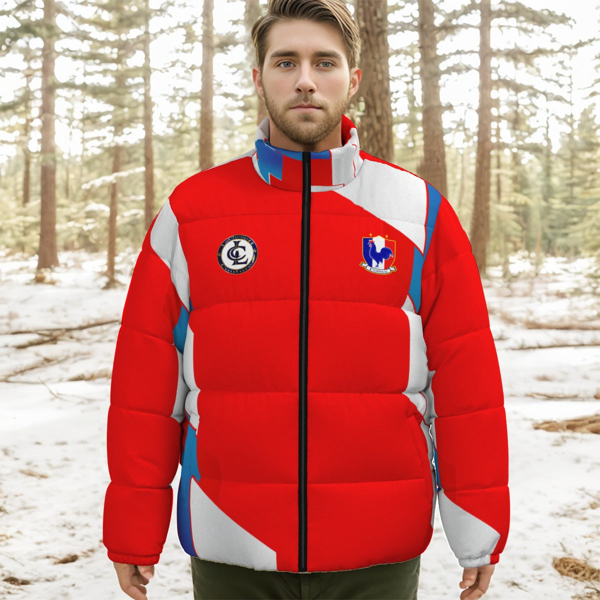 FRANCE RED Unisex Stand-up Collar Down Jacket
