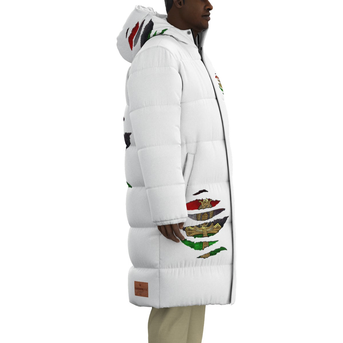 RBG RIPPED WHT Unisex Long Down Jacket