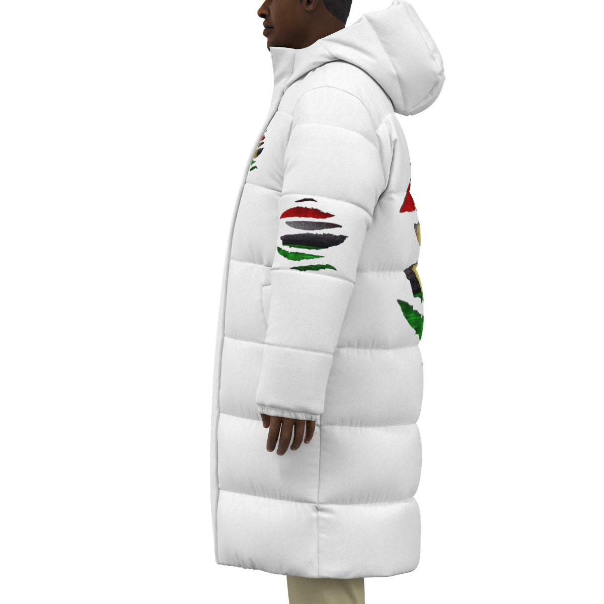 RBG RIPPED WHT Unisex Long Down Jacket