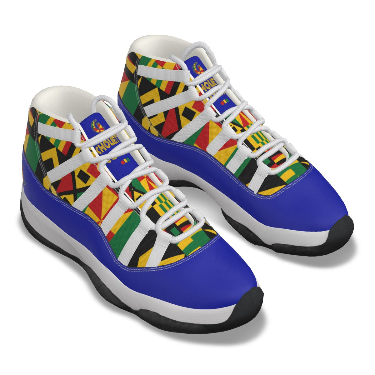 KENTE BUTAN BLUE High Top Basketball Shoes