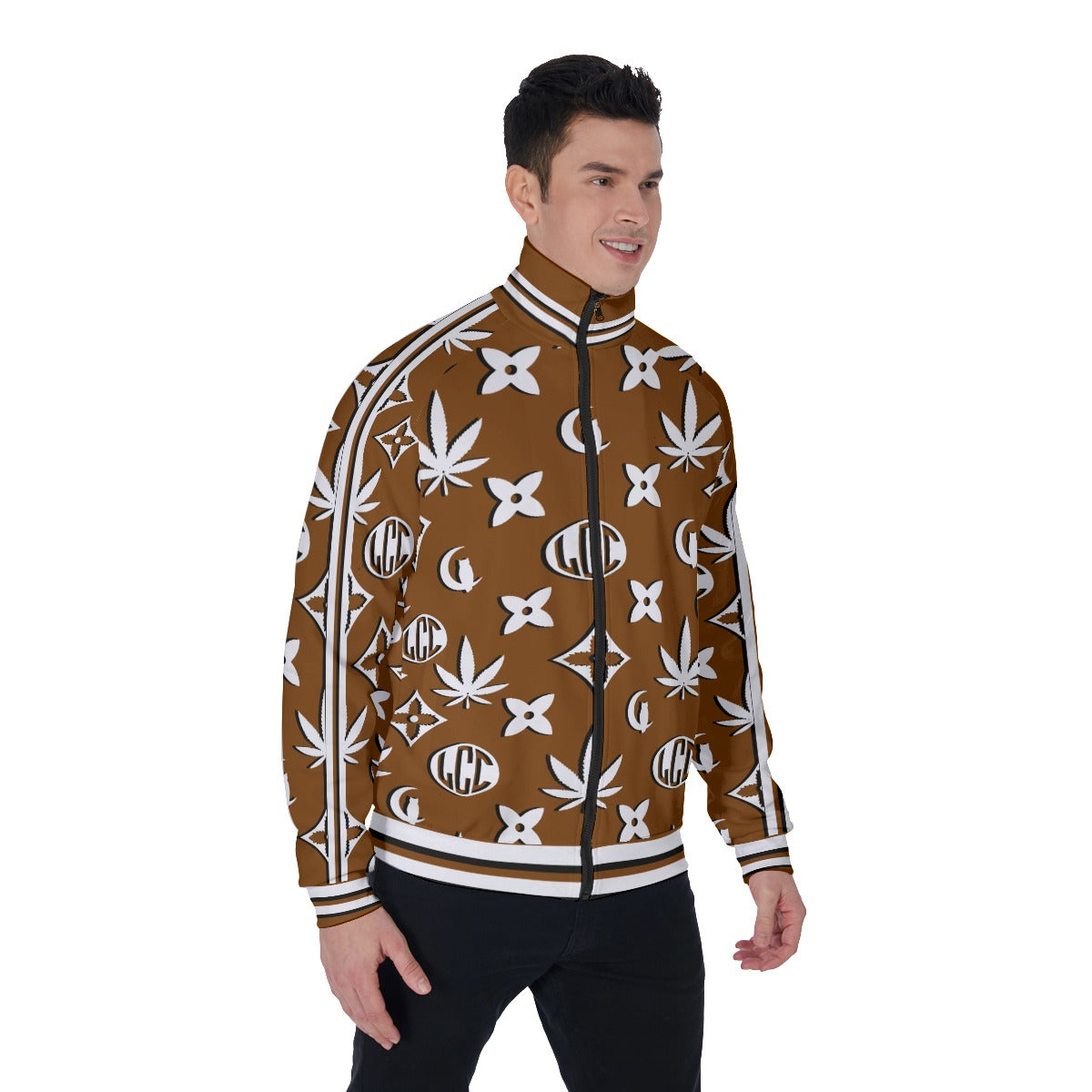 LCC WEEDY BROWN Men's Stand Collar Jacket