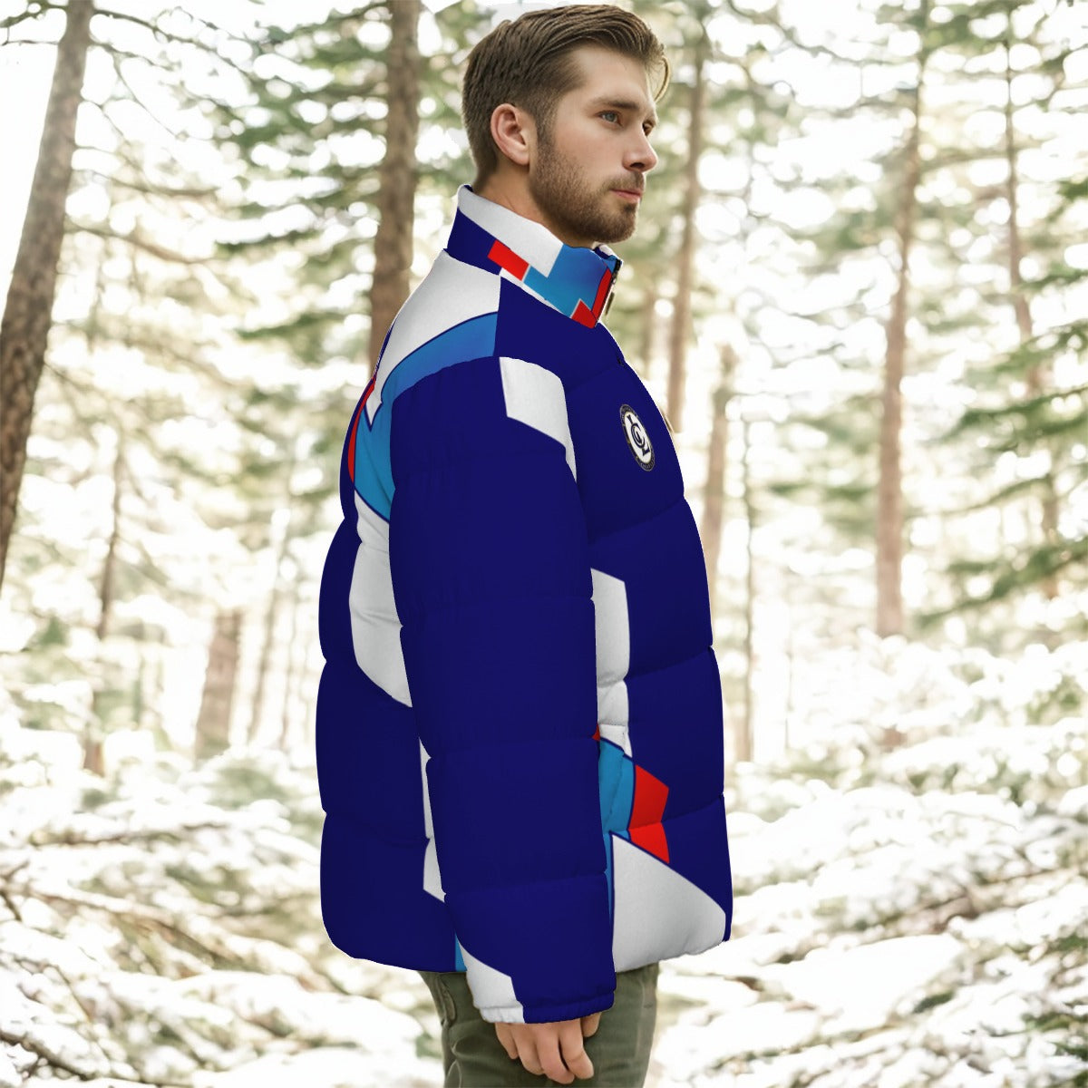 FRANCE BLUE Unisex Stand-up Collar Down Jacket