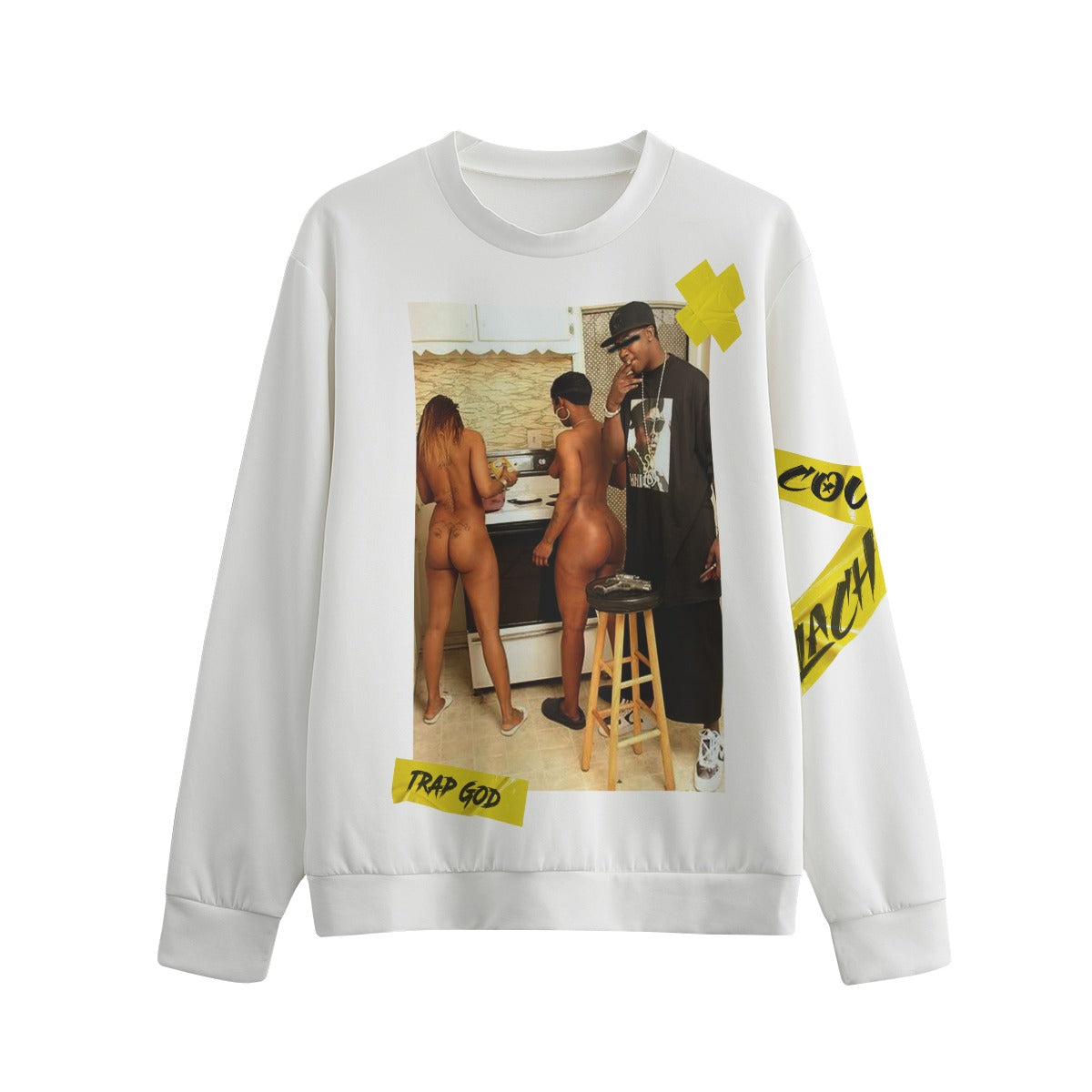 TRAP GOD WHT Unisex O-neck Sweatshirt Cotton