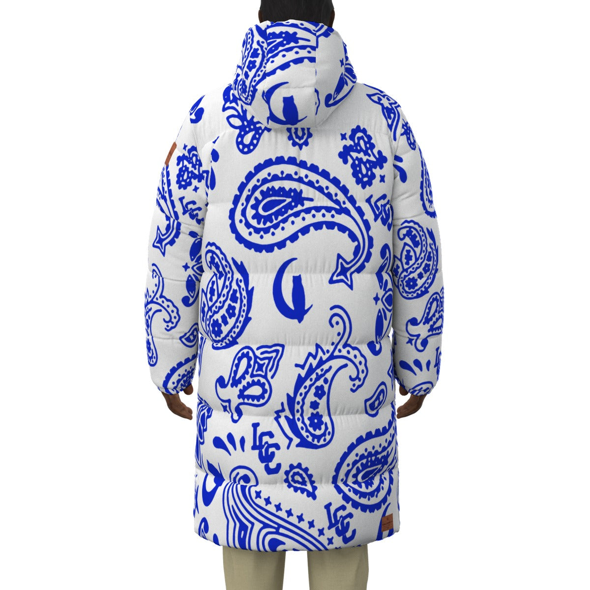 BANDANA COMPLEX BLUWHT Unisex Long Down Jacket
