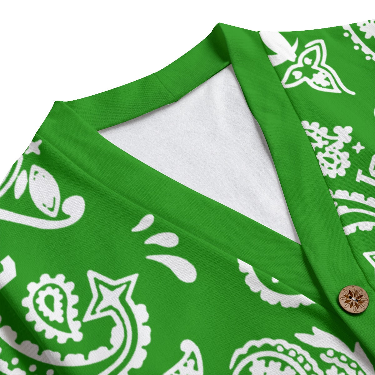BANDANA PAISLEY GREEN Unisex Cardigan With Button Closure