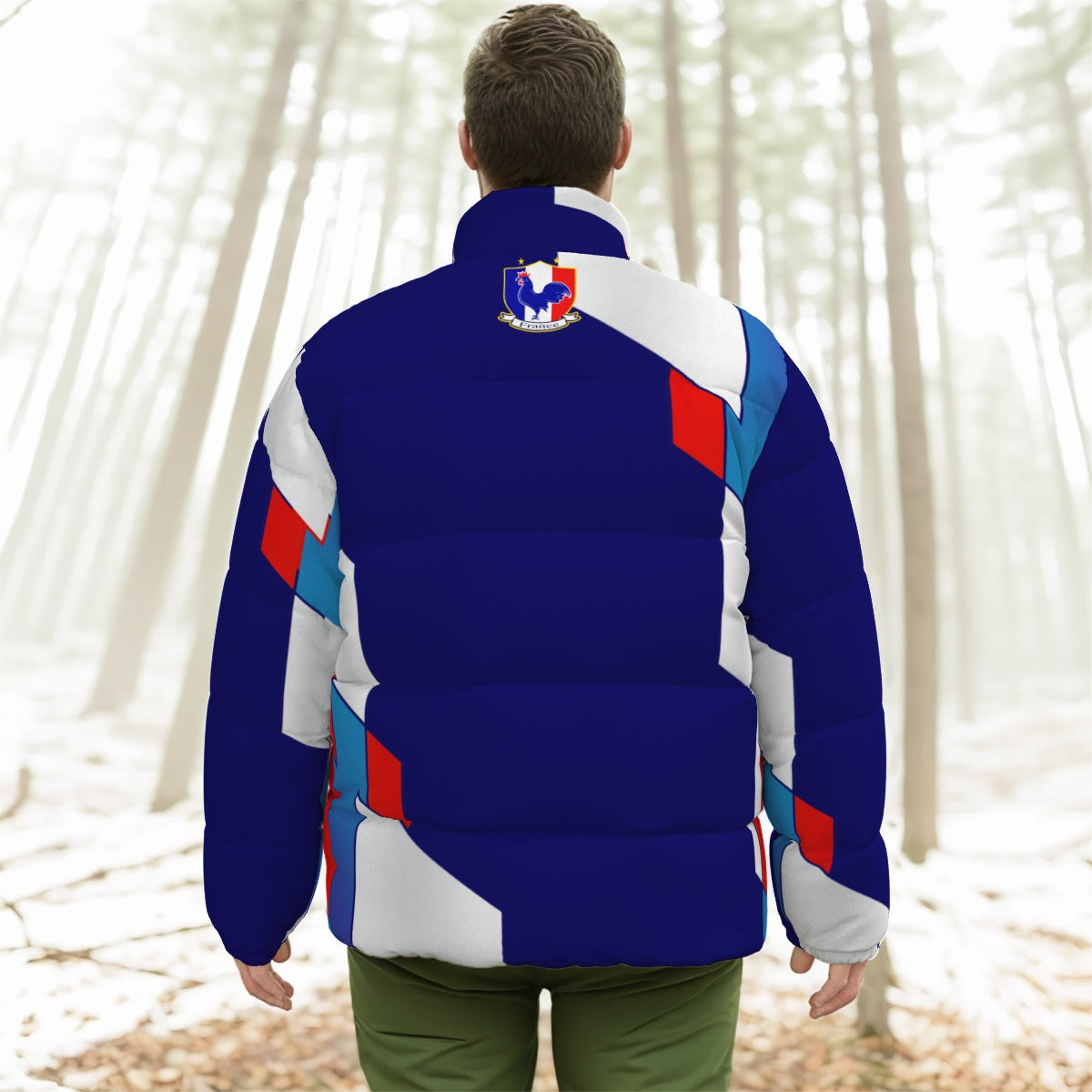 FRANCE BLUE Unisex Stand-up Collar Down Jacket