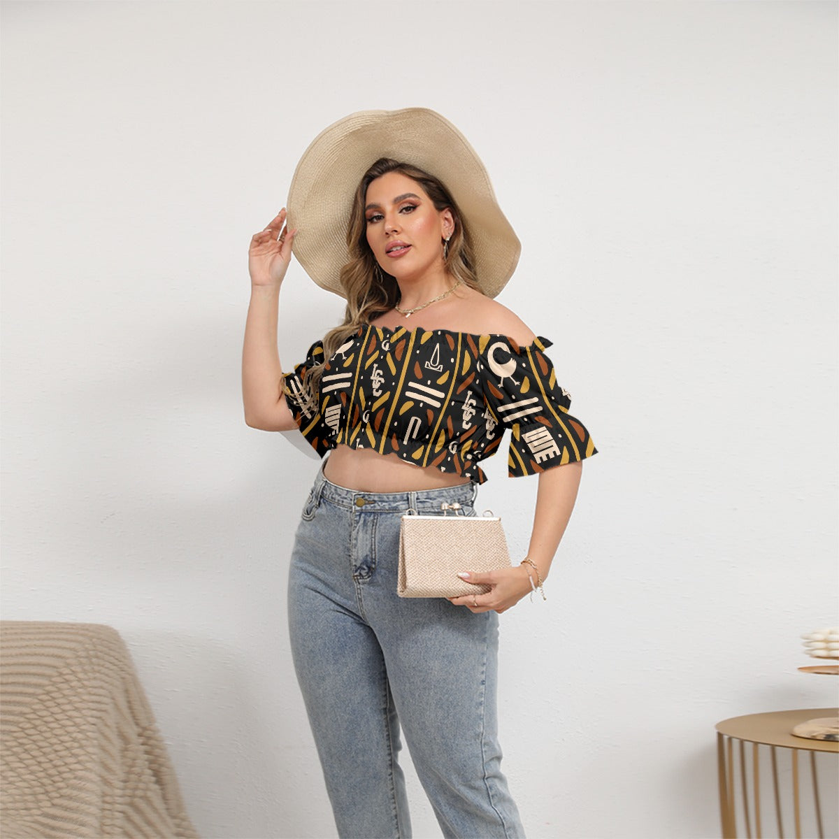 BOGOLAN KMT Women's Off-shoulder Cropped Top
