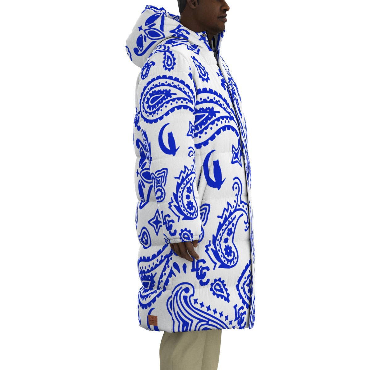 BANDANA COMPLEX BLUWHT Unisex Long Down Jacket