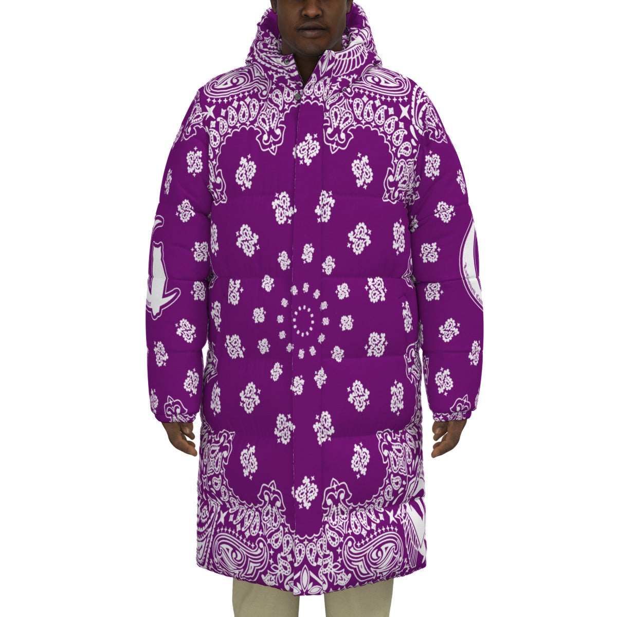 BANDANA GRAPES Unisex Long Down Jacket