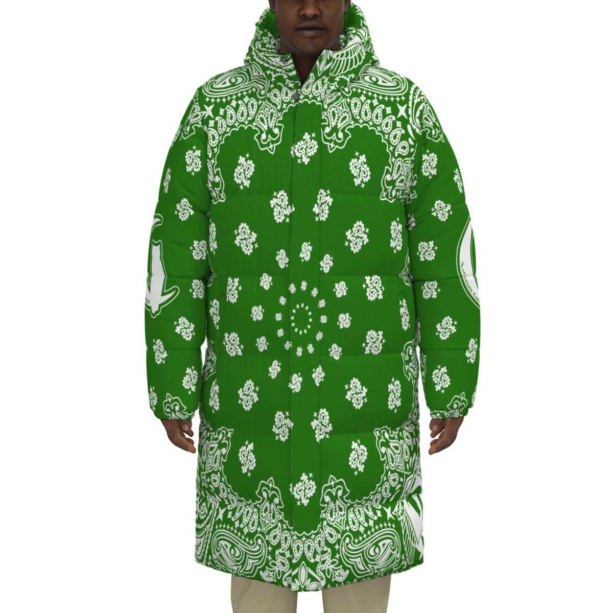 BANDANA GREEN Unisex Long Down Jacket