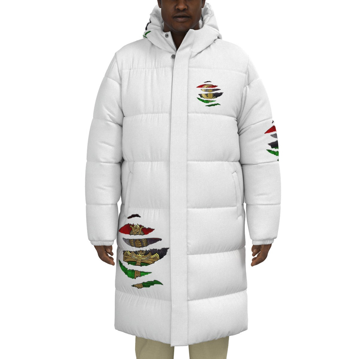 RBG RIPPED WHT Unisex Long Down Jacket