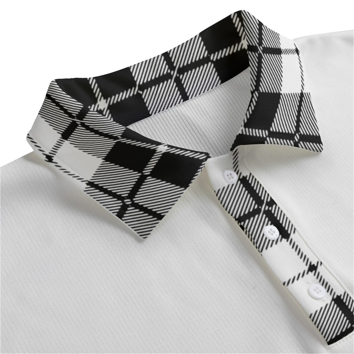 PLAID STYLE WHT1 Unisex Lapel Collar Sweater