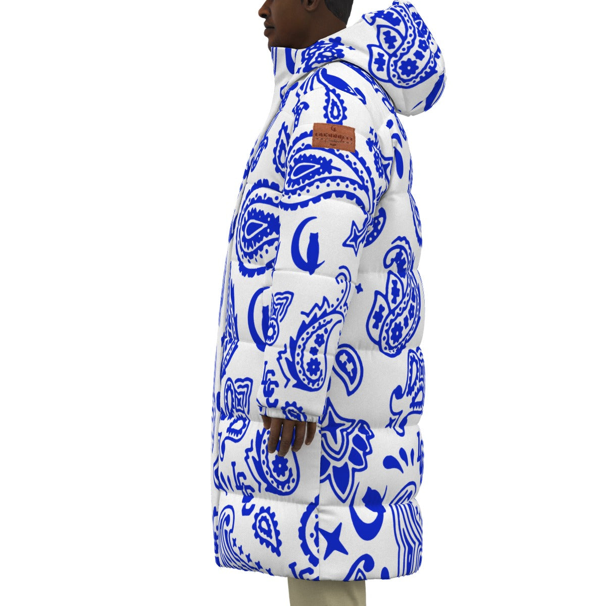 BANDANA COMPLEX BLUWHT Unisex Long Down Jacket