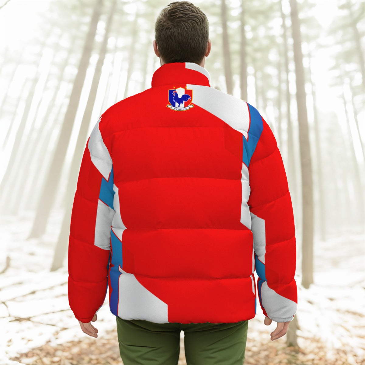 FRANCE RED Unisex Stand-up Collar Down Jacket