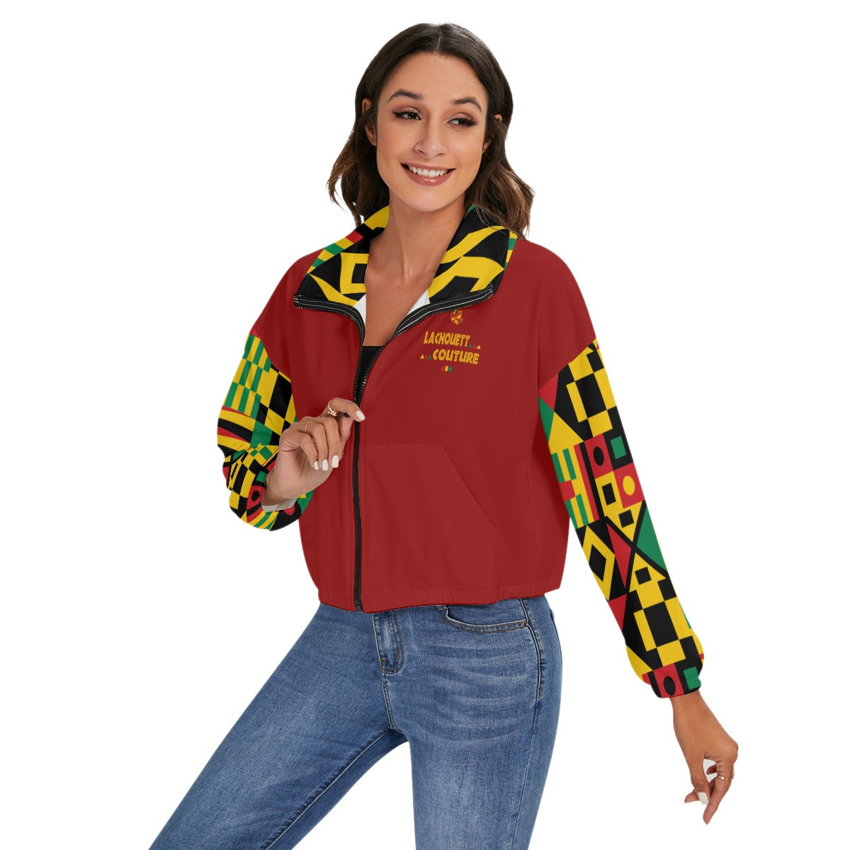 KENTE BUTAN RED Women's Zip Jacket