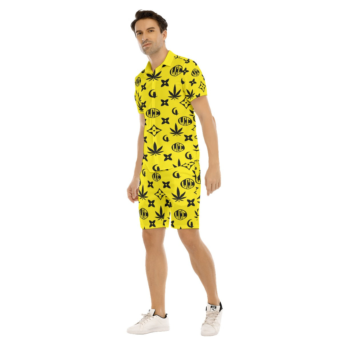 LCC WEEDY YLW Men's Short Sleeve Shirt Sets