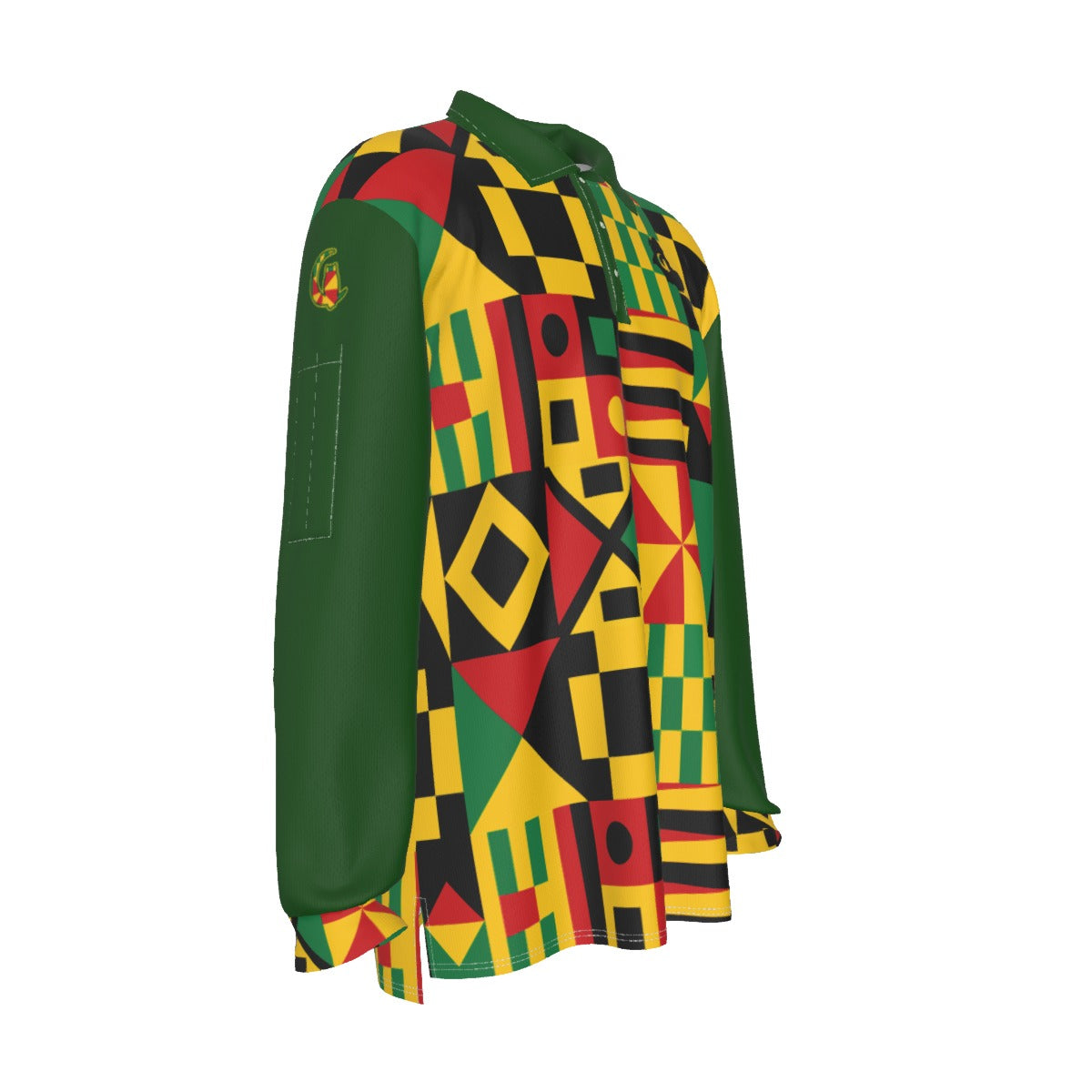 KENTE BUTAN KAKI Men's Long Sleeve Polo Shirt