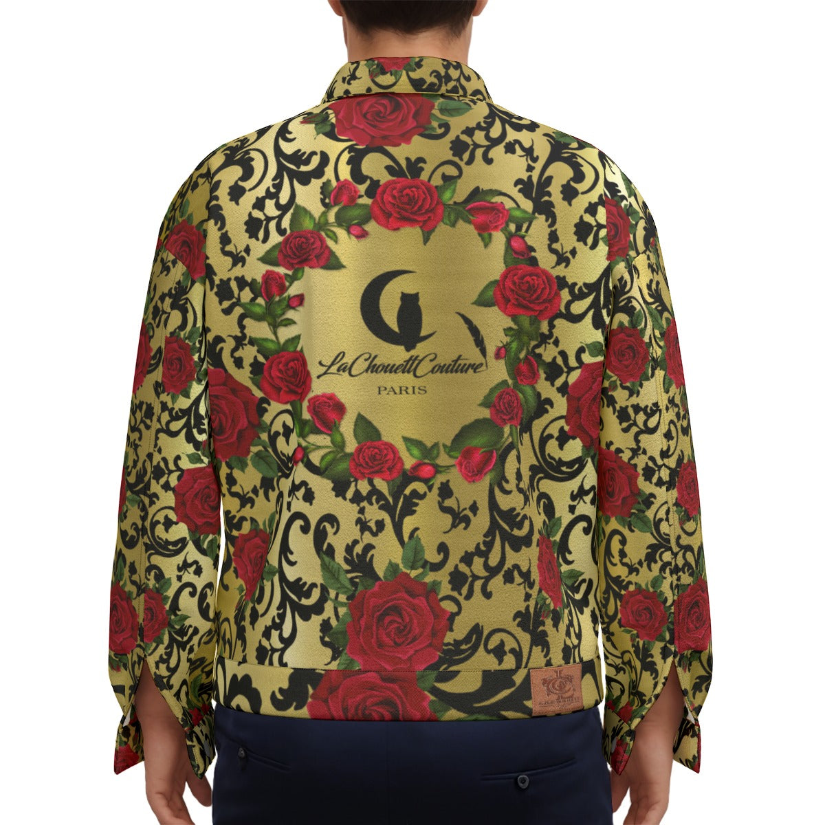 RED ROSES GLD Unisex Lapel Jacket Cotton