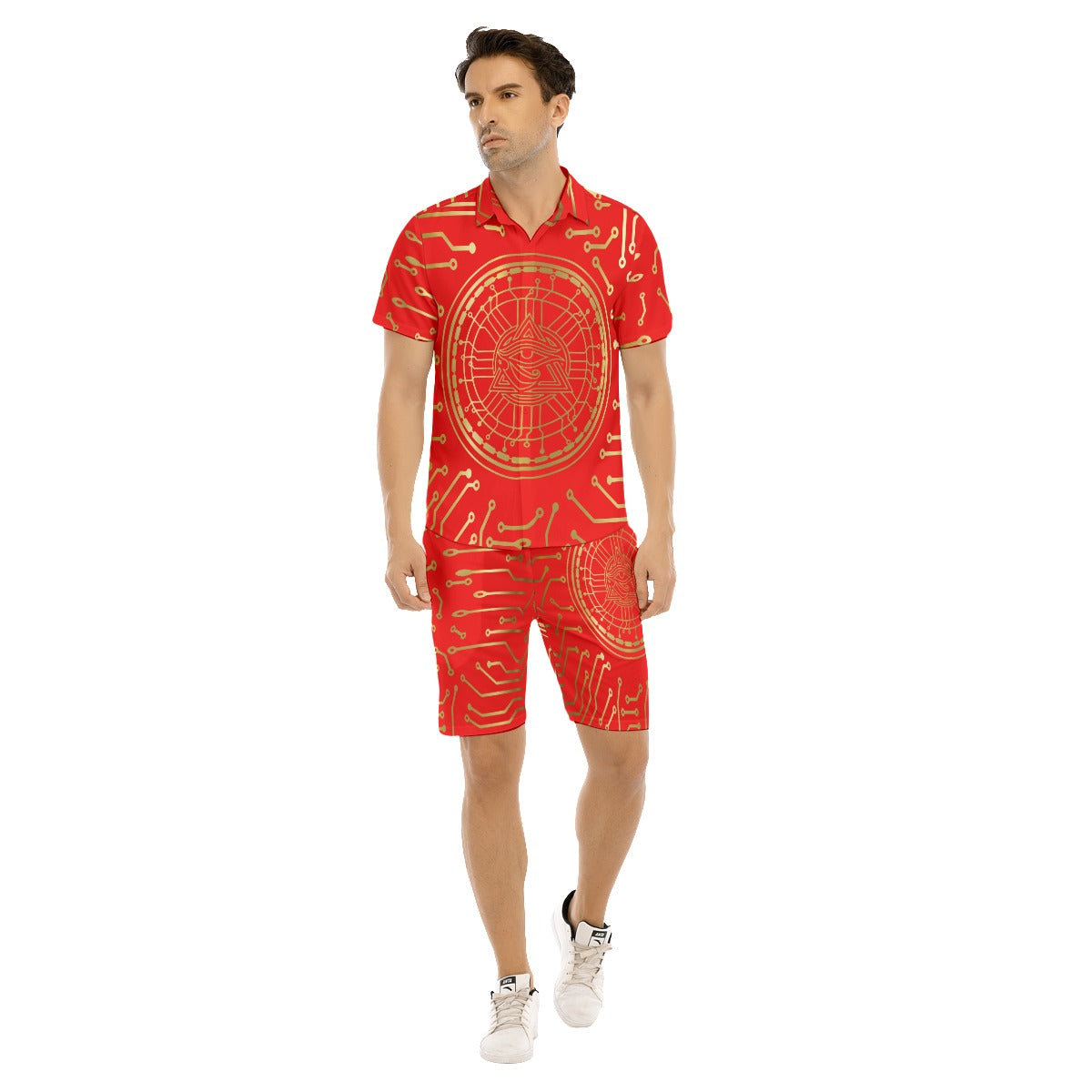 CRYPTO KMT RED Men's Short Sleeve Shirt Sets