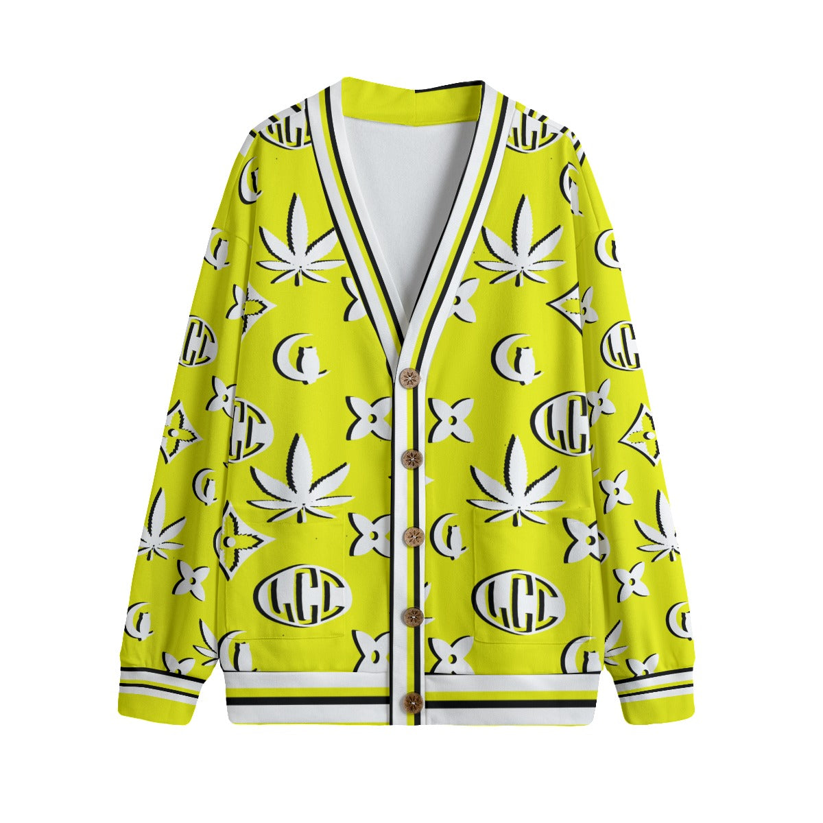 WEEDY LCC YLW Unisex V-neck Cardigan With Button Closure