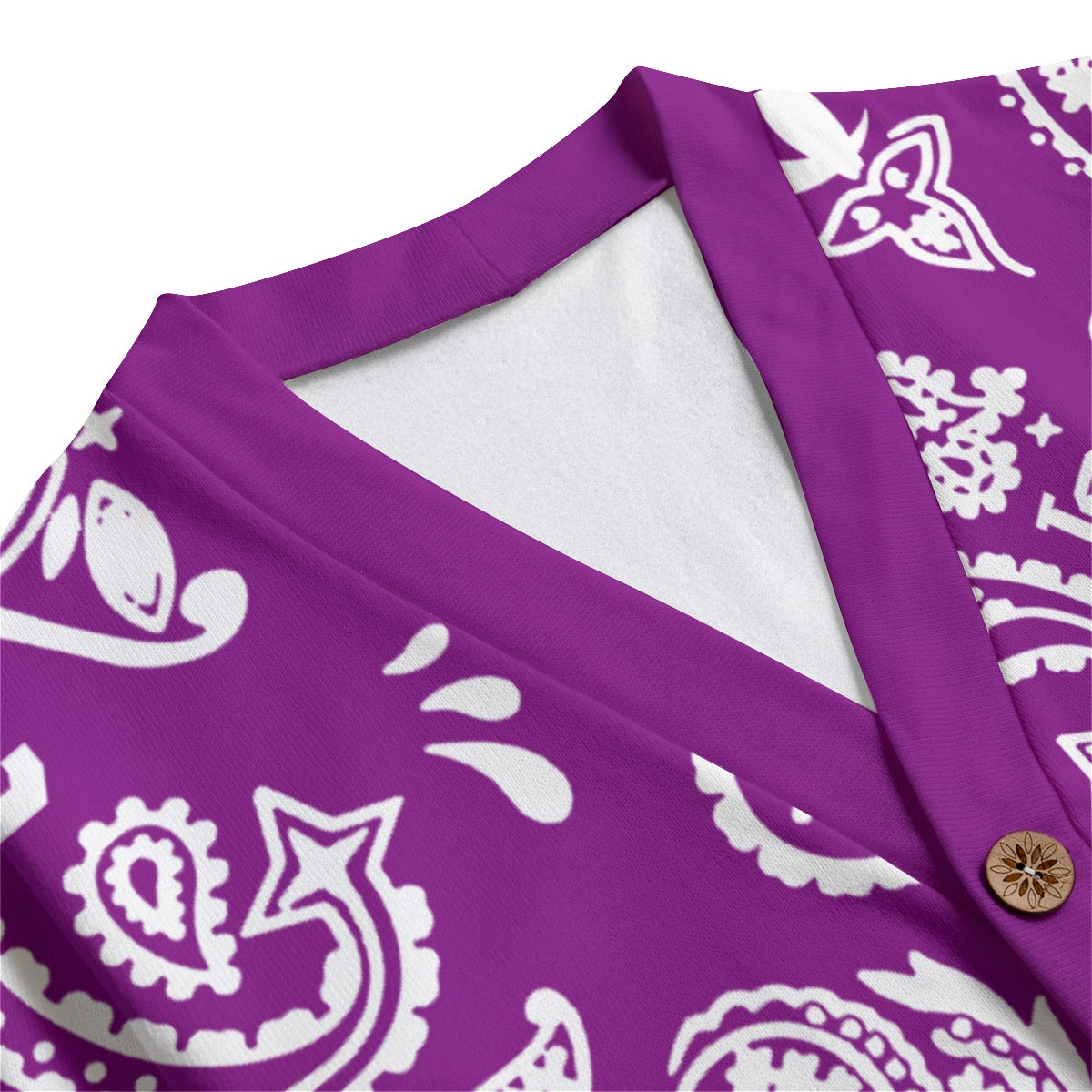 BANDANA PAISLEY GRAPES Unisex Cardigan With Button Closure