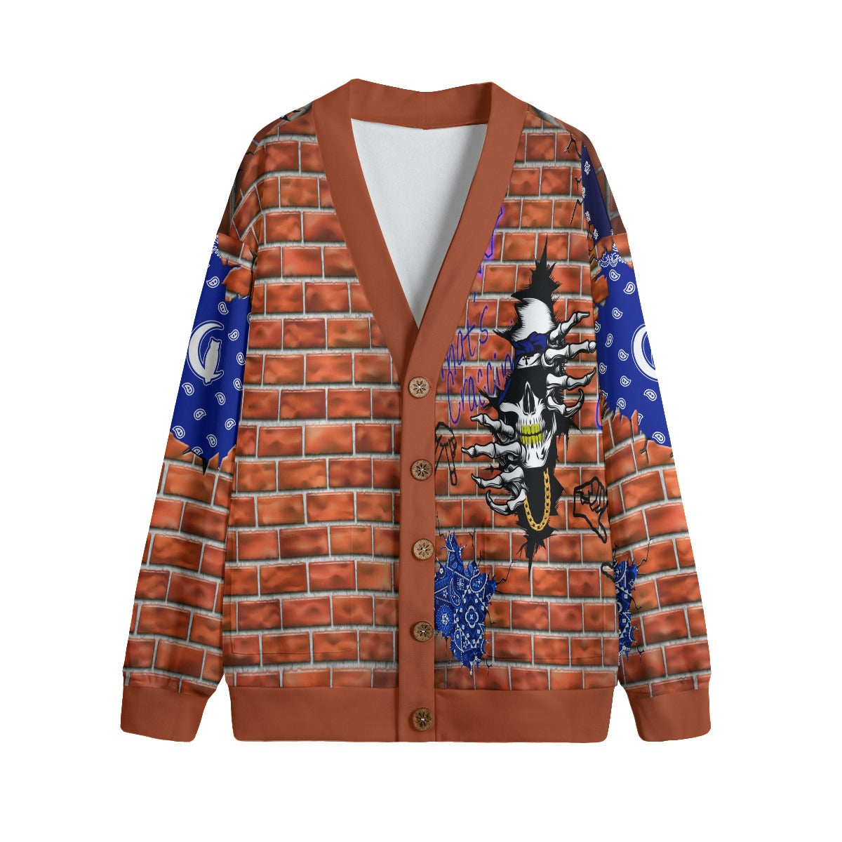 N.H.C SKULL Unisex V-neck Cardigan With Button Closure