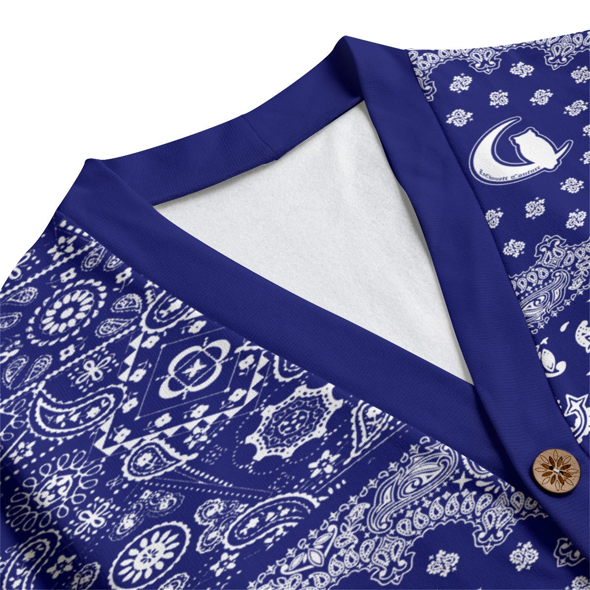 BANDANA MIX NAVY Unisex V-neck Cardigan With Button Closure