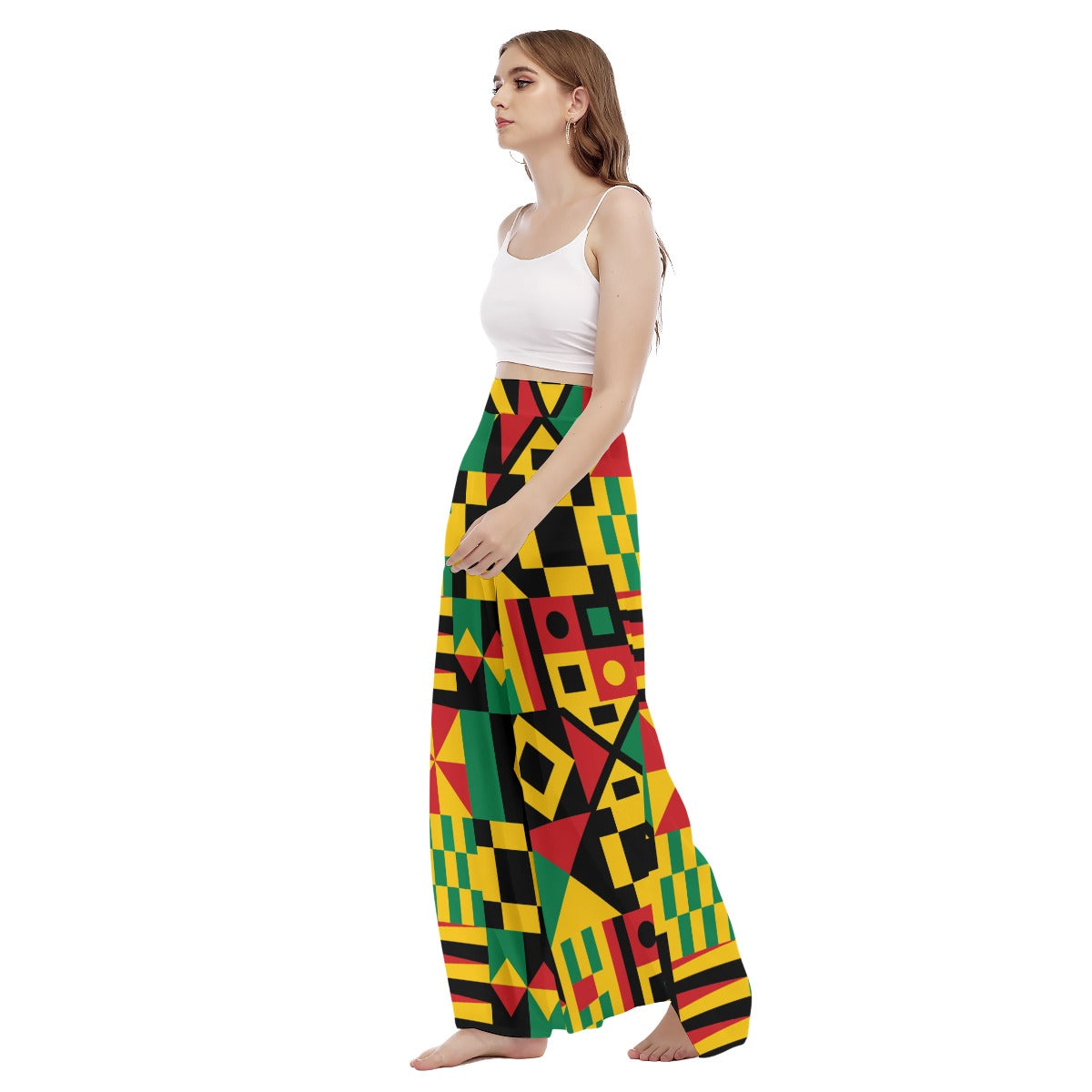 kente butan Women's High Waist Wide Leg Trousers