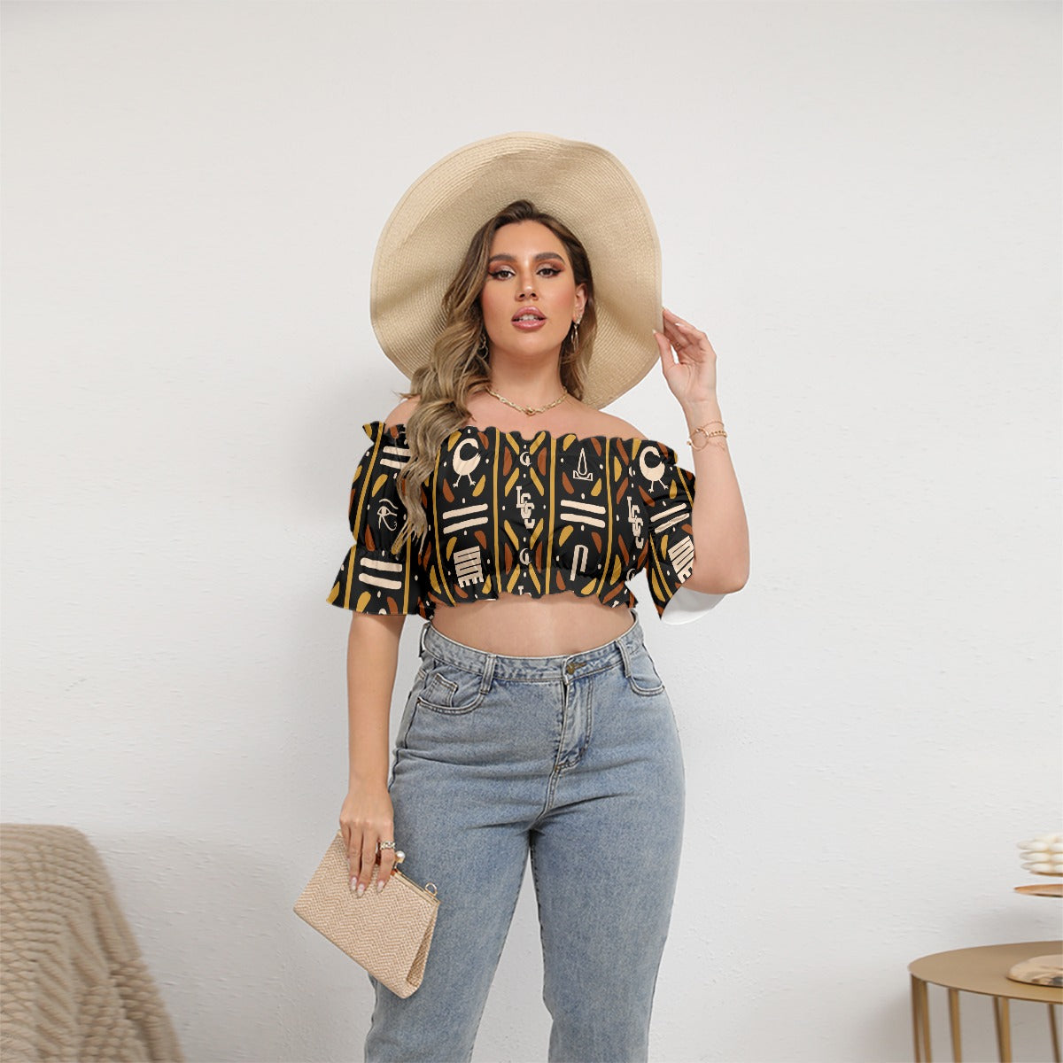 BOGOLAN KMT Women's Off-shoulder Cropped Top