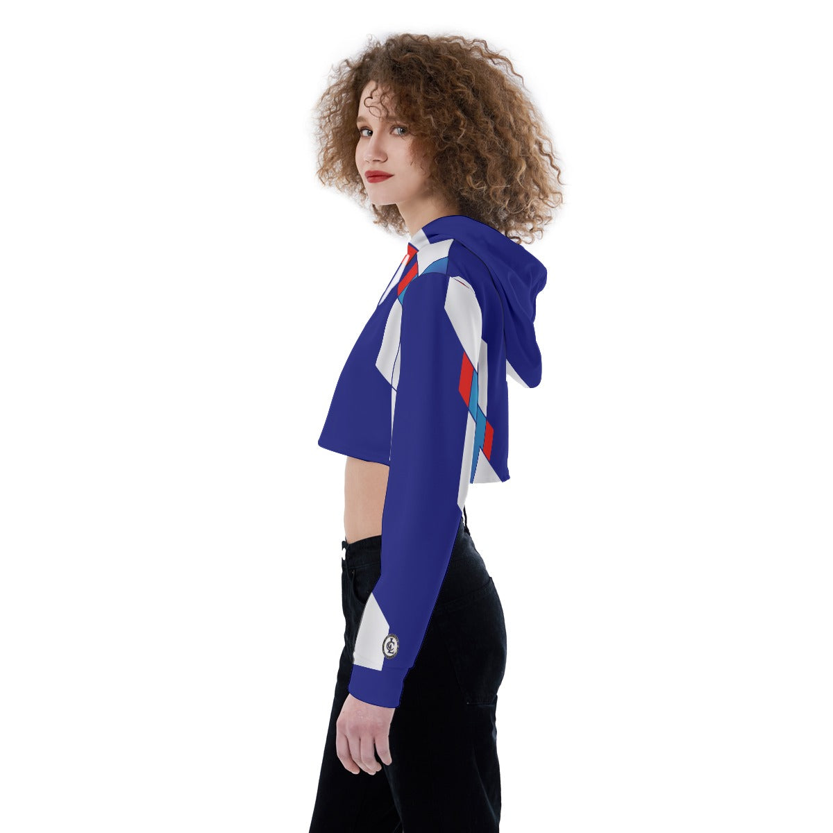 FRANCE BLUE Women's Crop Top Hoodie