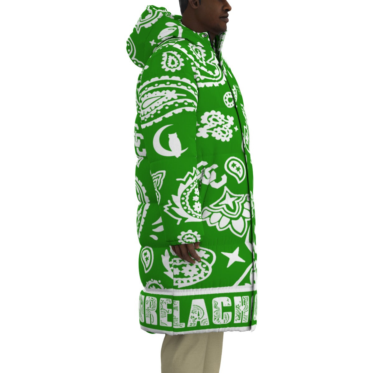 BANDANA COMPLEX GREEN Unisex Long Down Jacket