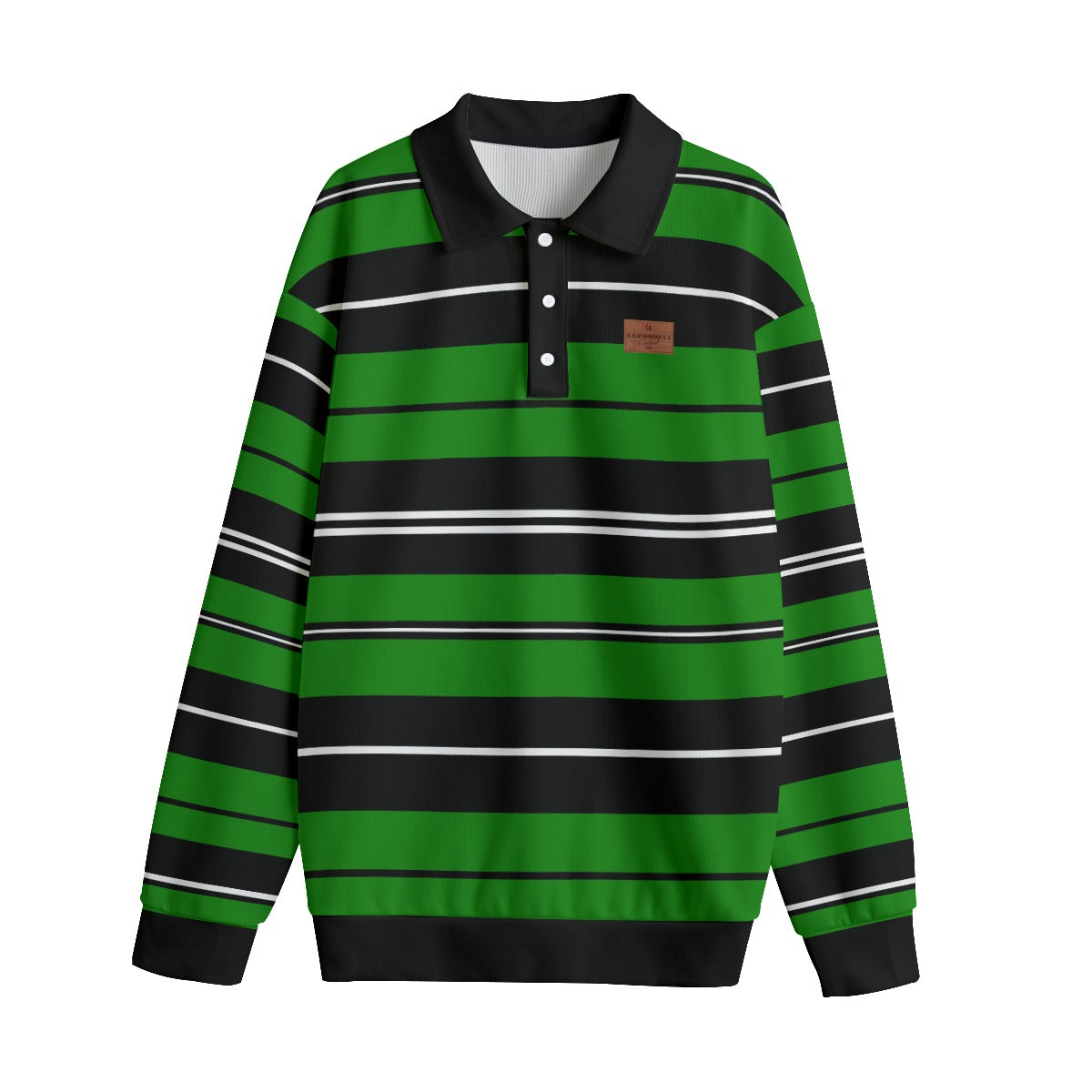 STRIPE UP GREENBLC Unisex Lapel Collar Sweater