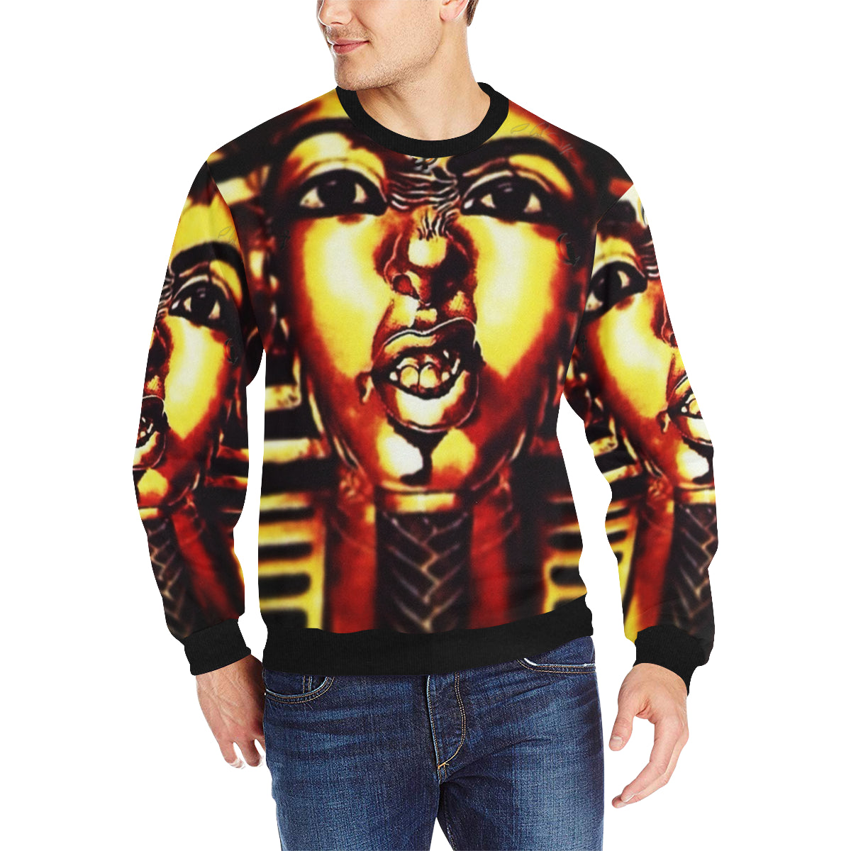 THUG PHAROAH Men's Rib Cuff Crew Neck Sweatshirt