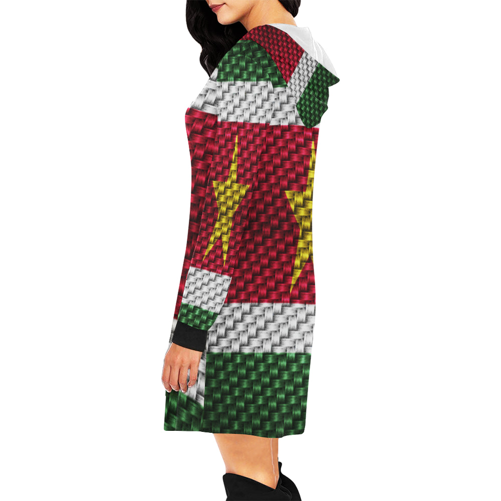 SURINAME FLAG All Over Print Hoodie Mini Dress (Model H27)