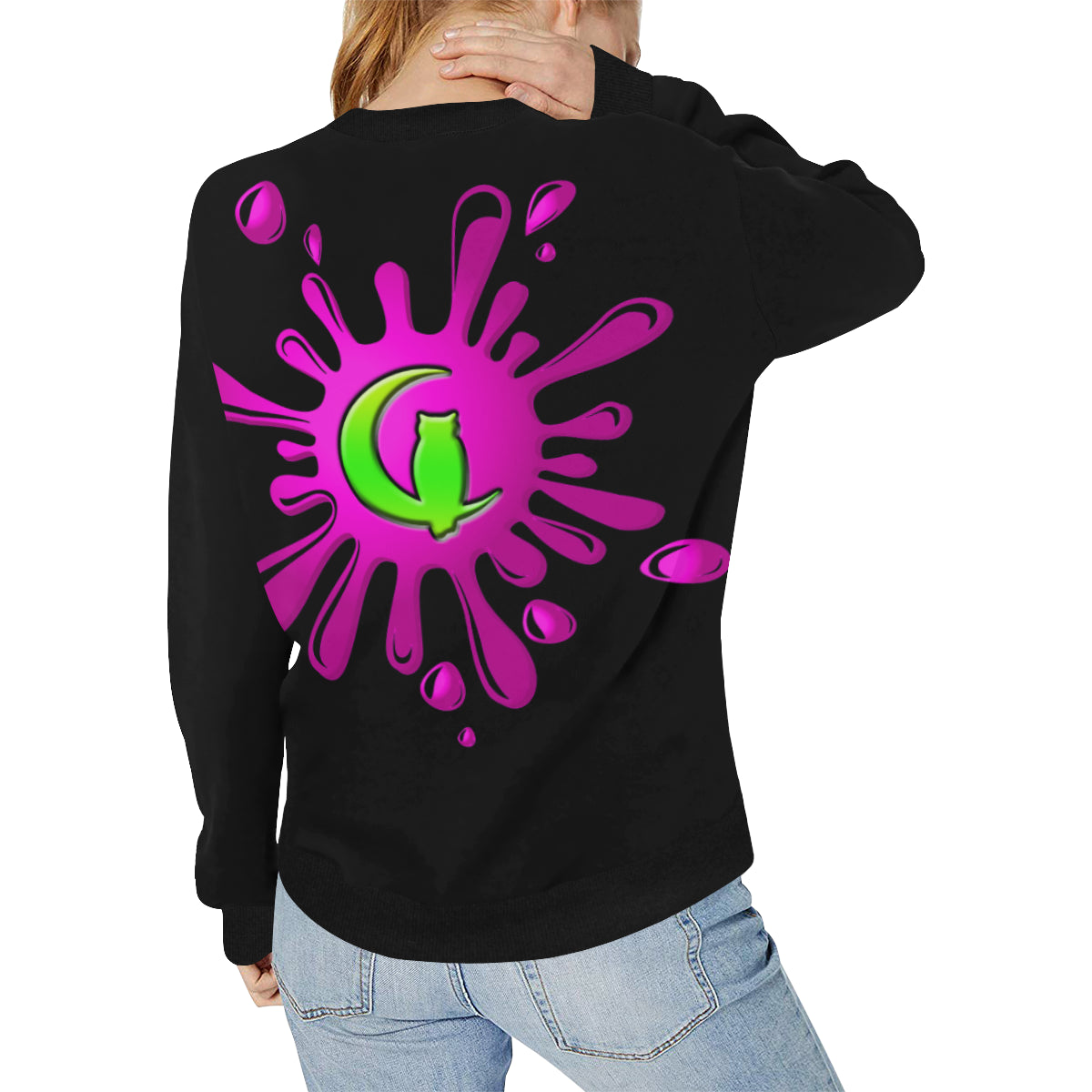 SPLASH OUT BLC Women's Rib Cuff Crew Neck Sweatshirt (Model H34)