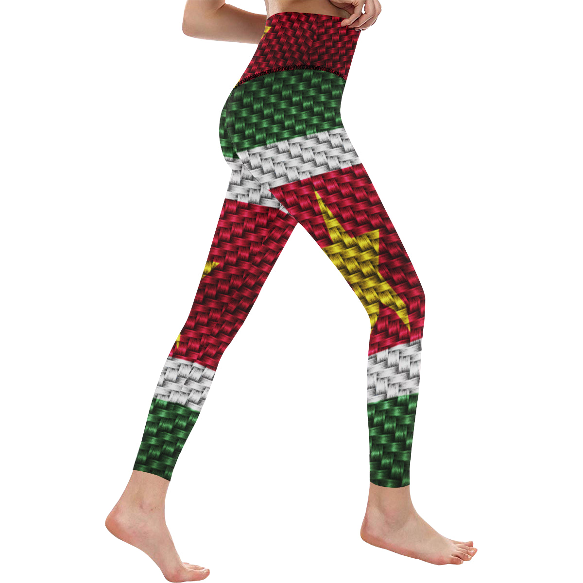 SURINAME FLAG All Over Print High-Waisted Leggings (Model L36)