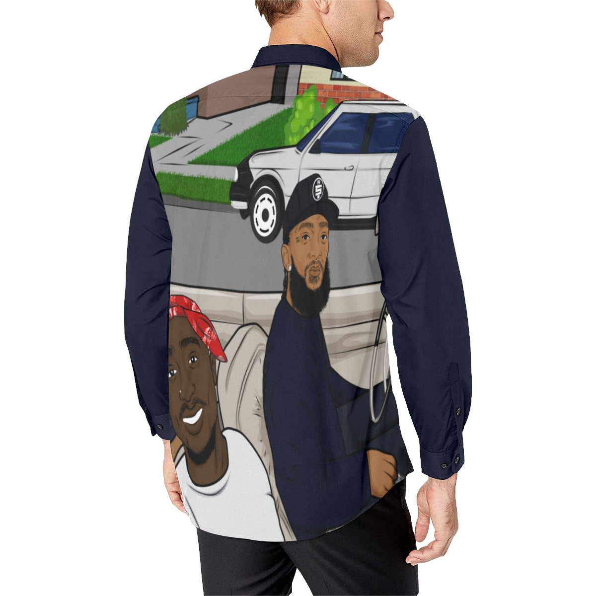 ANGEL OF THE HOOD Men's All Over Print Casual Dress Shirt