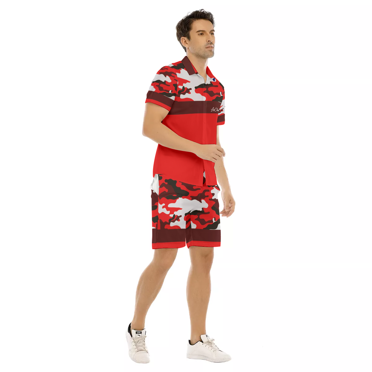 CAMOUFLAGE RED Men's Short Sleeve Shirt Sets
