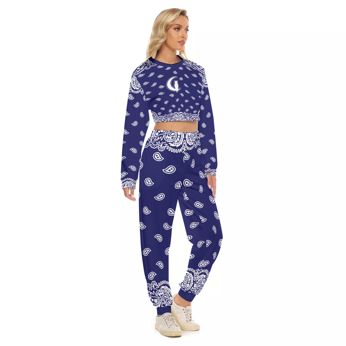 BANDANA FULLY NAVY Women's Crop Sweatshirt Suit