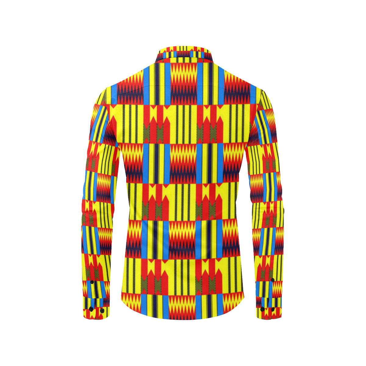 KENTE BLUE Men's All Over Print Casual Dress Shirt
