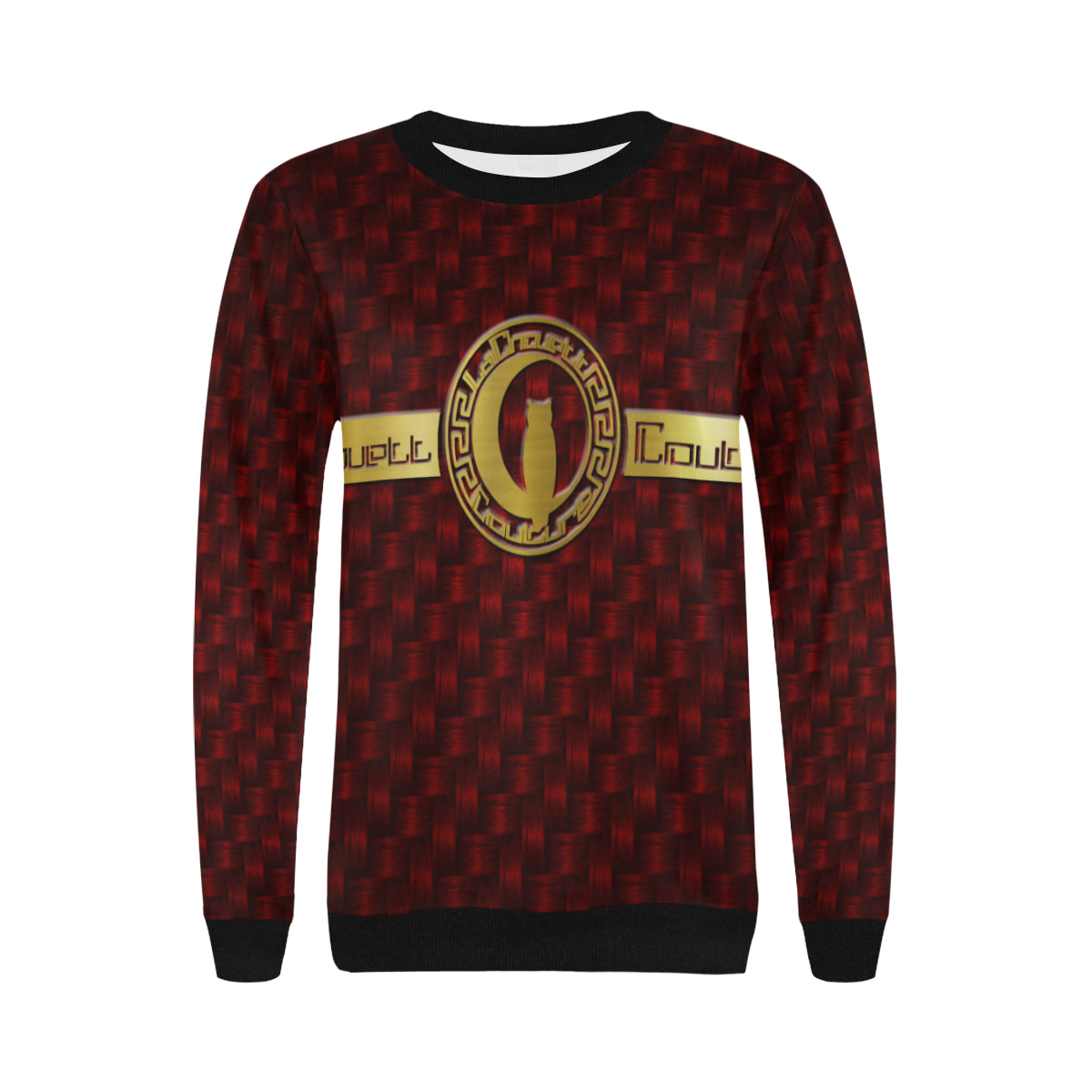 DELUXE RED TRESSER Women's Rib Cuff Crew Neck Sweatshirt