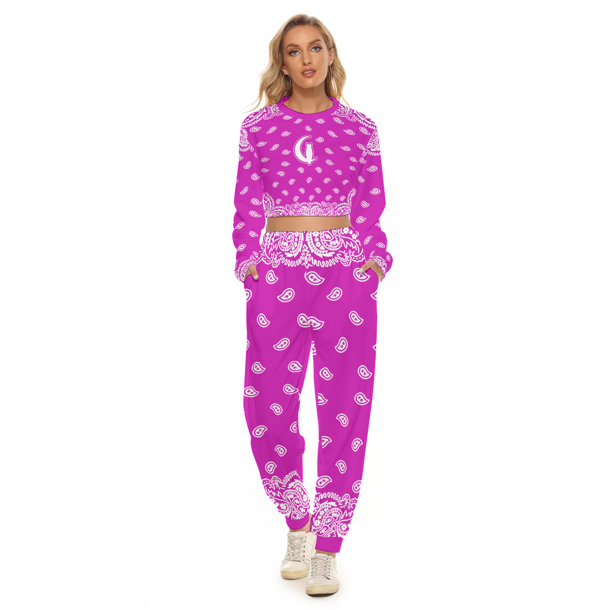 BANDANA FULLY GRAPES Women's Crop Sweatshirt Suit