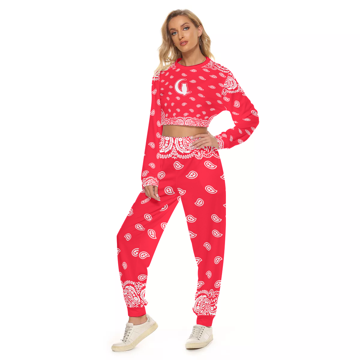 BANDANA FULLY PINKISH Women's Crop Sweatshirt Suit