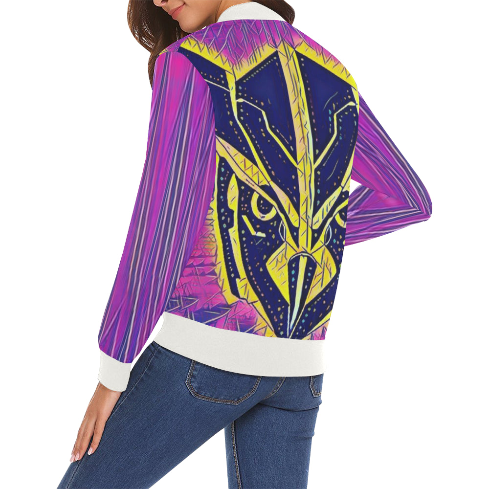 OWL ORNEMENT All Over Print Bomber Jacket for Women (Model H19)