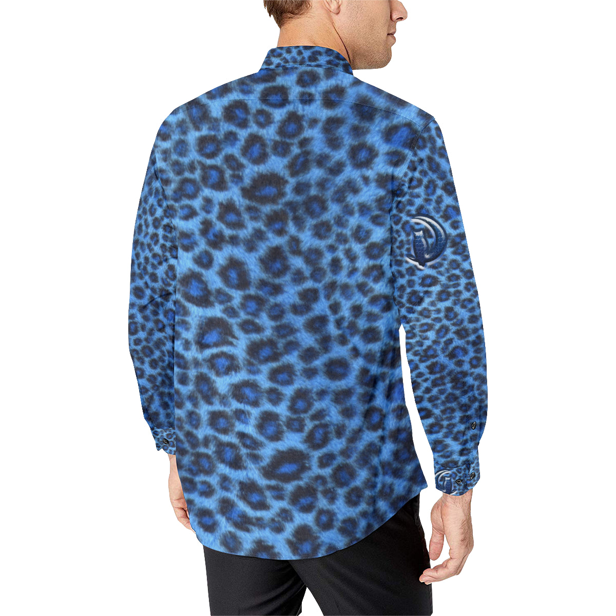 BLUE TIGER SKIN Men's All Over Print Casual Dress Shirt