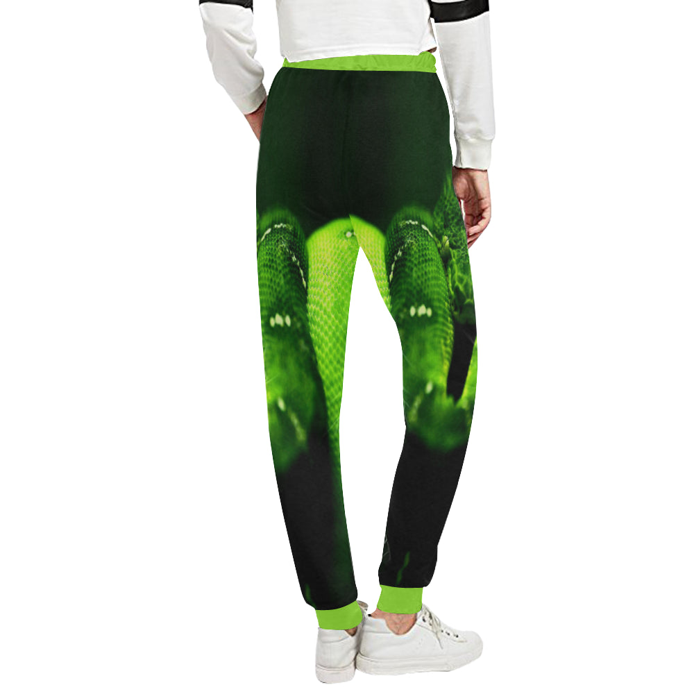 SNAKE GREEN Women's All Over Print Sweatpants (Model L11)