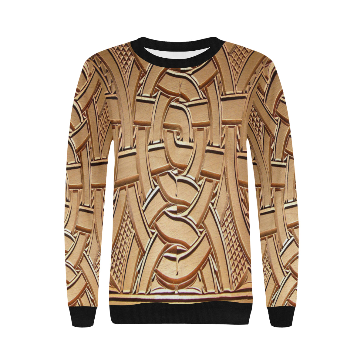 TEMBE ART WOOD Women's Rib Cuff Crew Neck Sweatshirt
