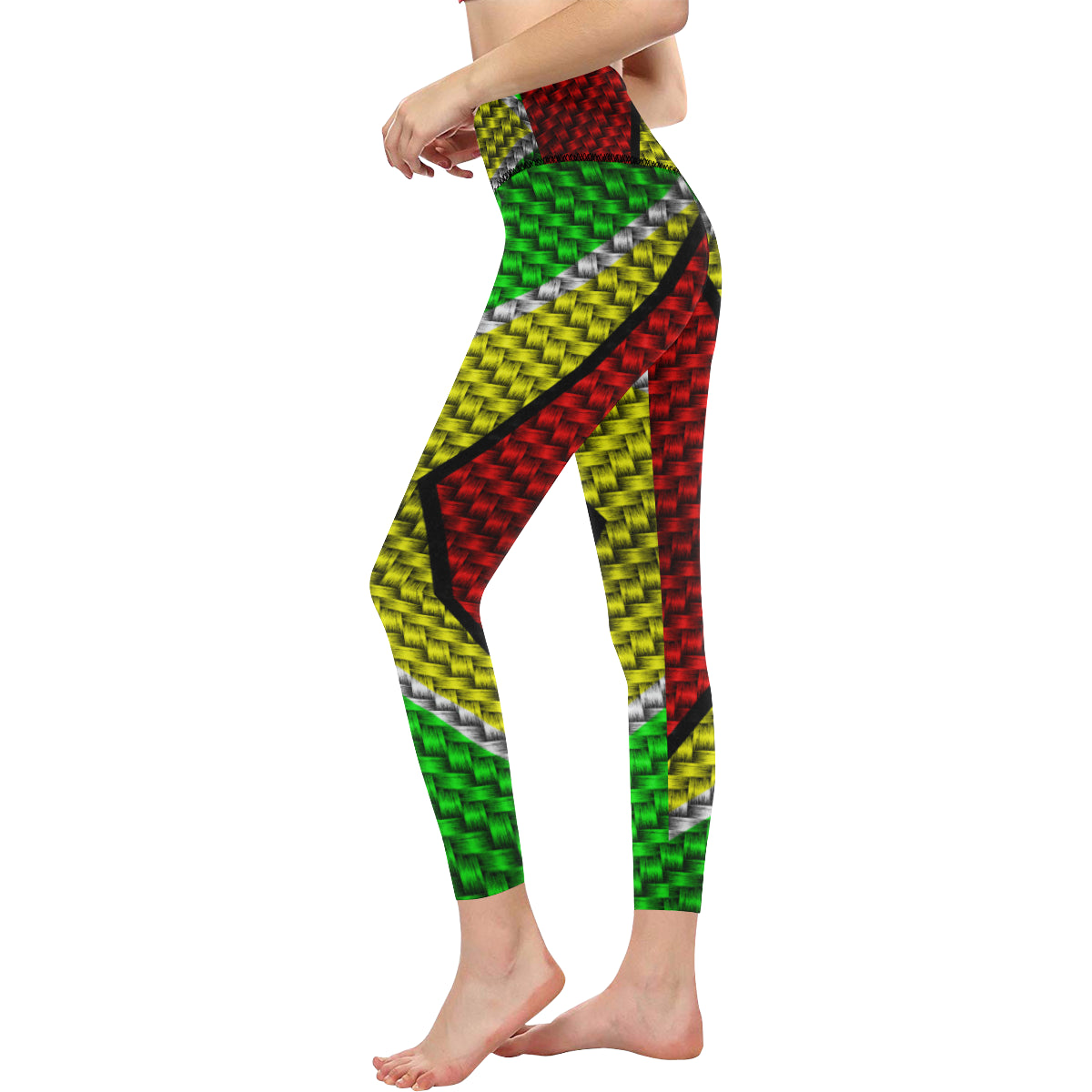 GUYANA FLAG All Over Print High-Waisted Leggings (Model L36)