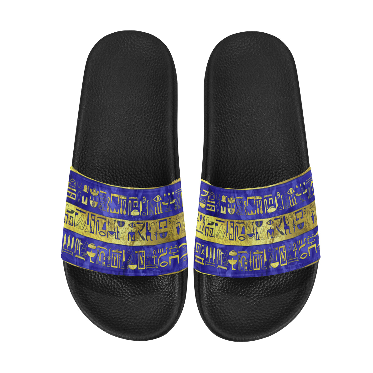 HIEROGLYPH GOLDEN BLUE Men's Slide Sandals (Model 057)