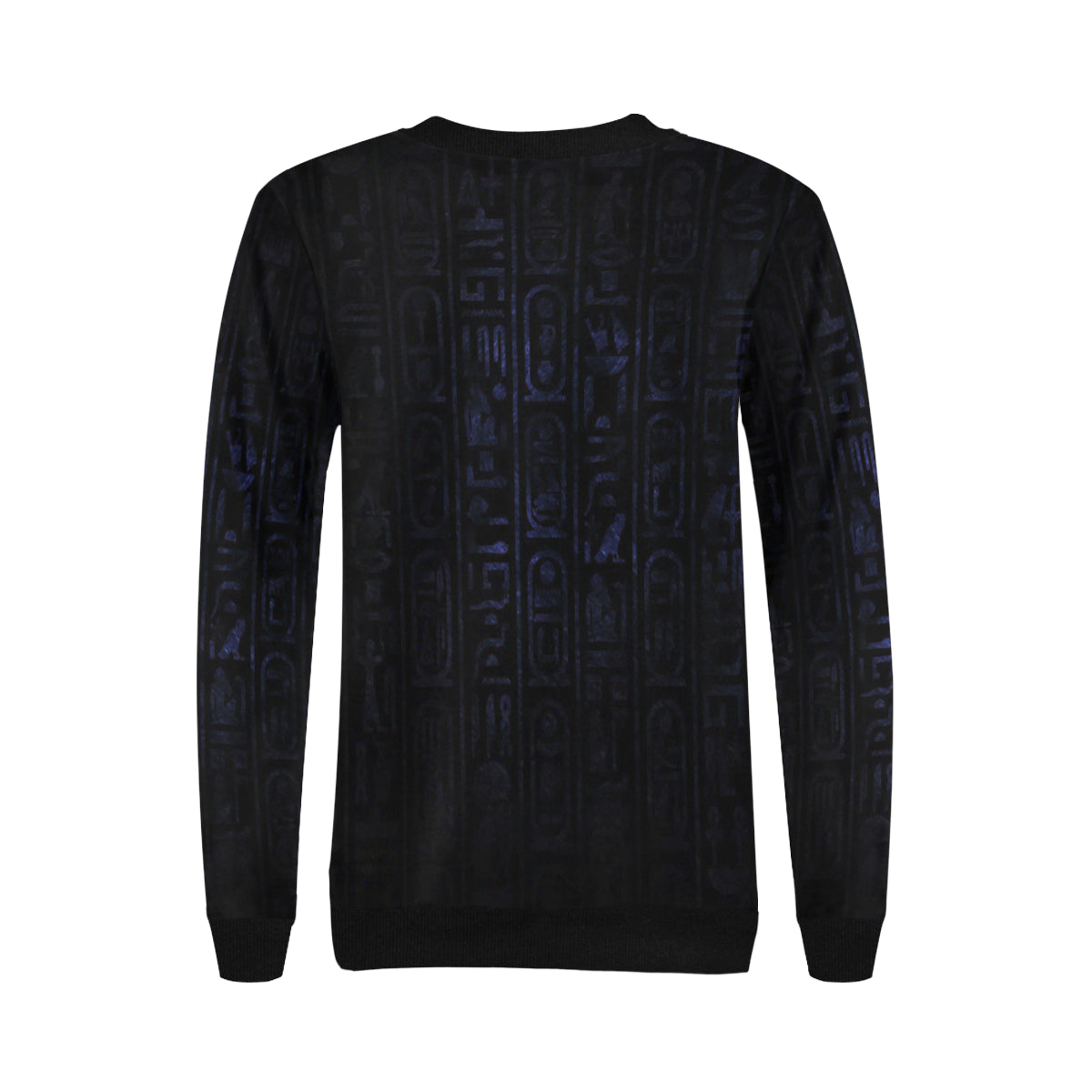 HIEROGLYH BLUE Women's Rib Cuff Crew Neck Sweatshirt (Model H34)